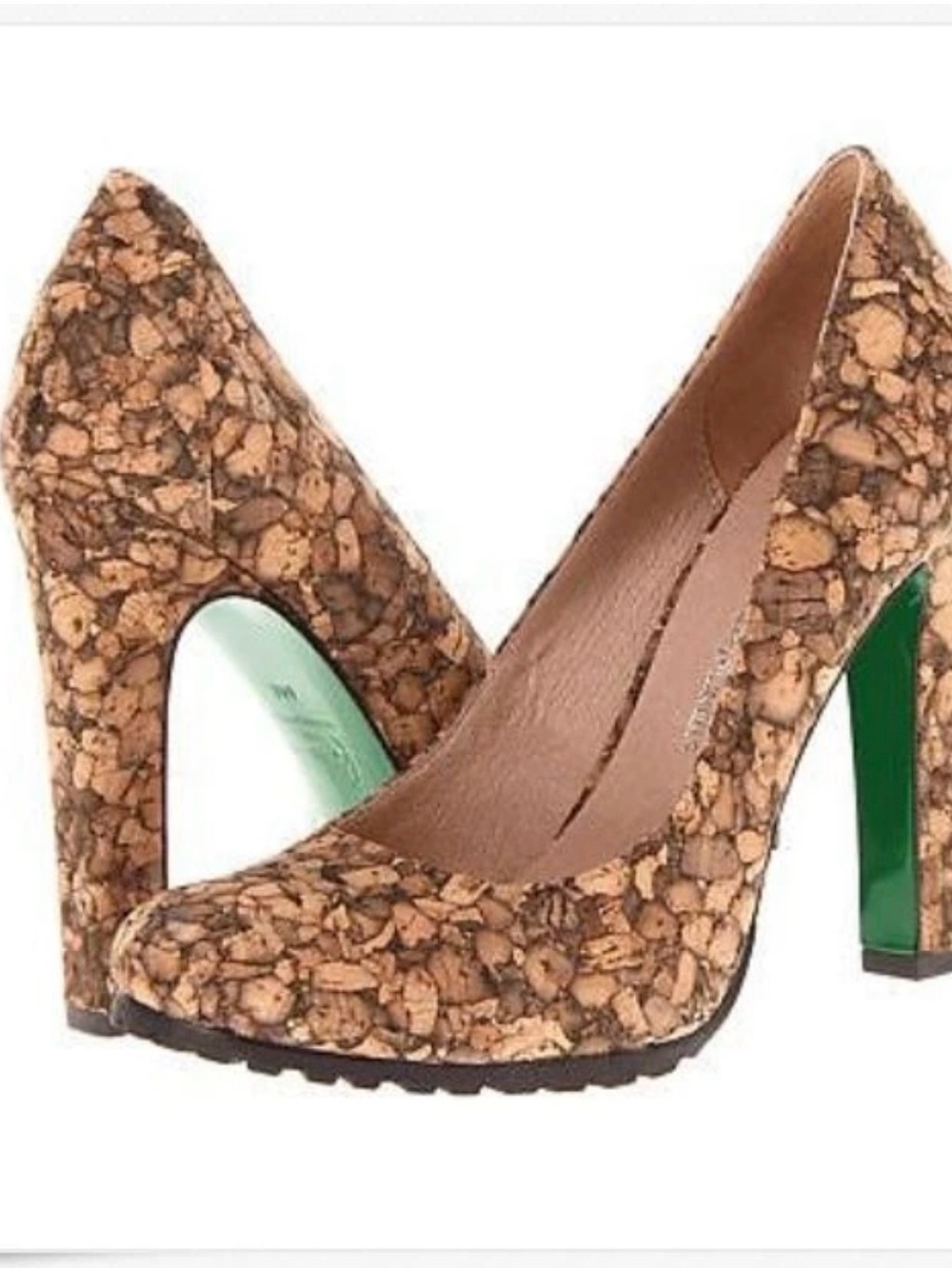 Donald J. Pliner Cork-Textured Pumps with Green Heel